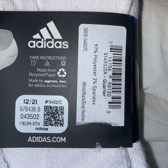 NEW Adidas 6 pack Men’s Soft Cushioned Aeroready Quarter Socks Shoe Size 6-12 - Picture 6 of 6